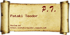 Pataki Teodor névjegykártya